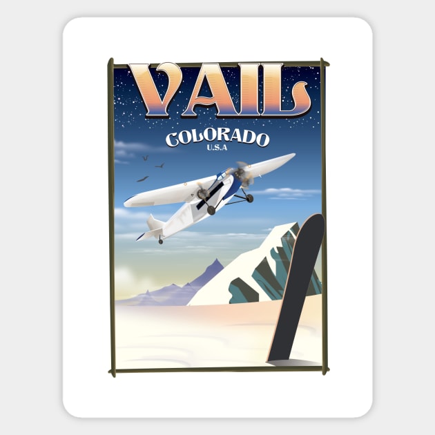 Vail Colorado vintage travel poster Sticker by nickemporium1